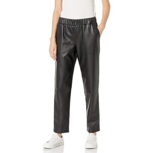 Women's Black Faux Leather Jogger Pants